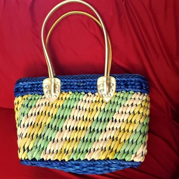Woven Handbag Tote Bag Colorful - Picture 1 of 7